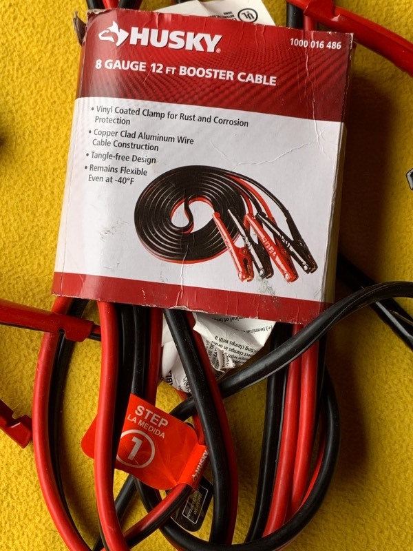 lot 71 image: Husky 8 gage 12 foot booster cable