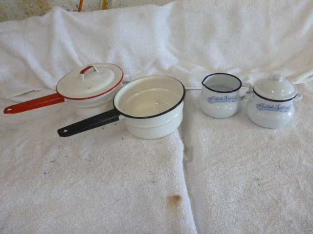 Vintage Porcelain Coasted Pots and Sugar and Cream Set