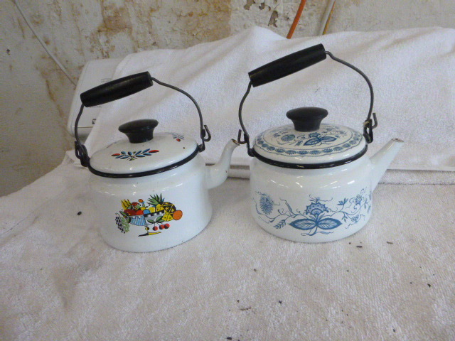 2 Porcelain Coated Tea Pots