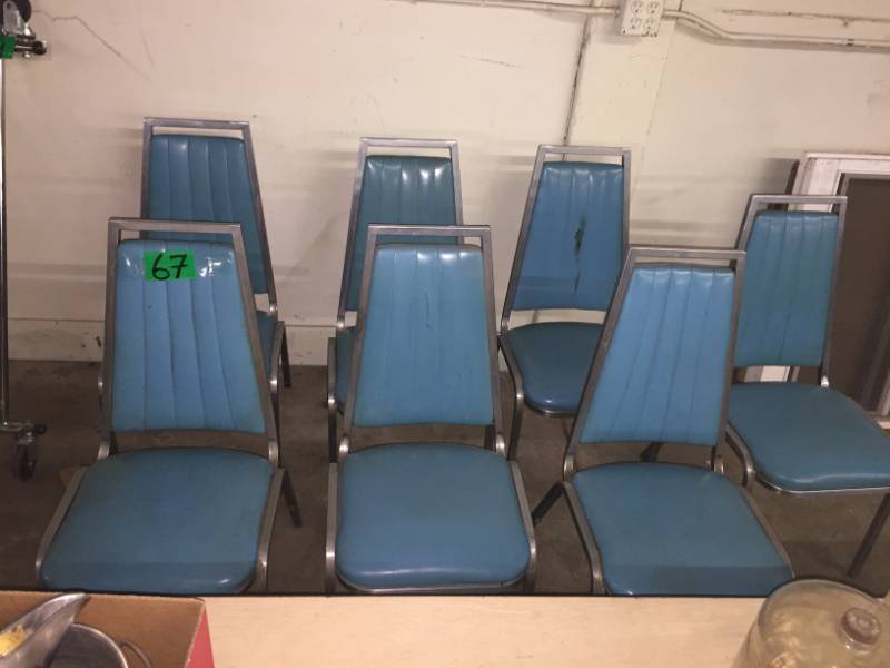 lot 67 image: 7 Mid-Century Chairs with Polished Steel Frames