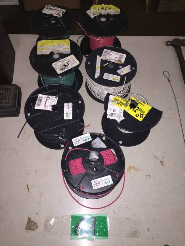 lot 69 image: 7- Spools of Wire 12 & 14 gauge