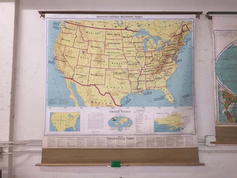 lot 72 image: School Map Mid-Century Beginners US Denoyer-Geppert