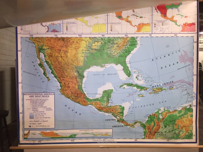 lot 24 image: School Map Mid-Century Mexico, Central America and West Indies Map #SR67