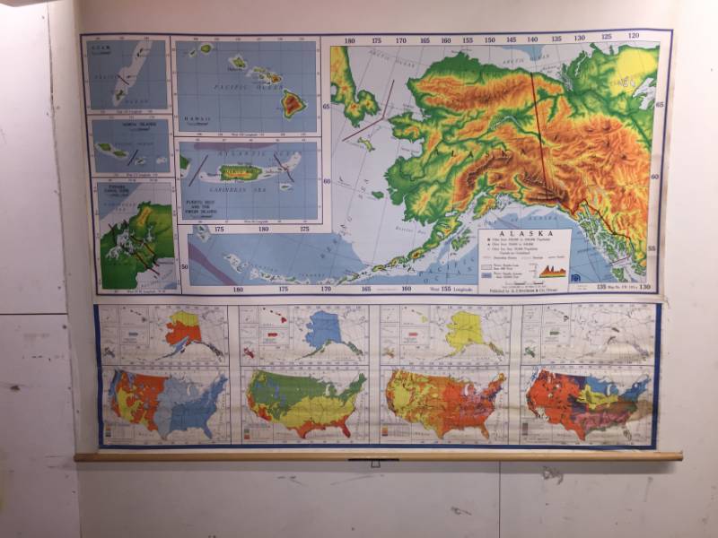 lot 25 image: School Map Mid-Century US 50 States woverlays PR1101A-O