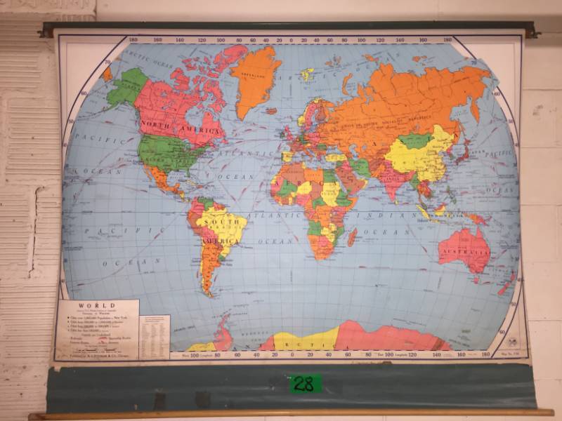 lot 28 image: School Map Mid-Century AJ Nystrom Political