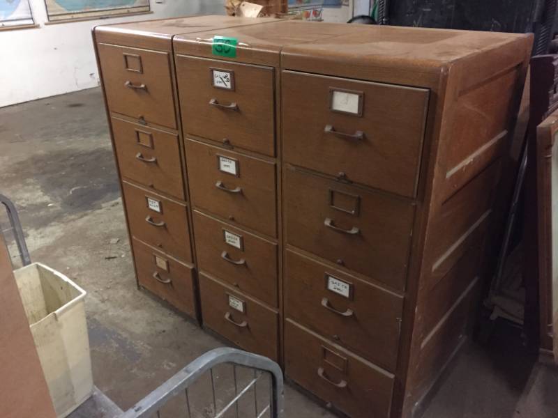lot 30 image: Mid-Century File Cabinets Legal Size, Three in a row