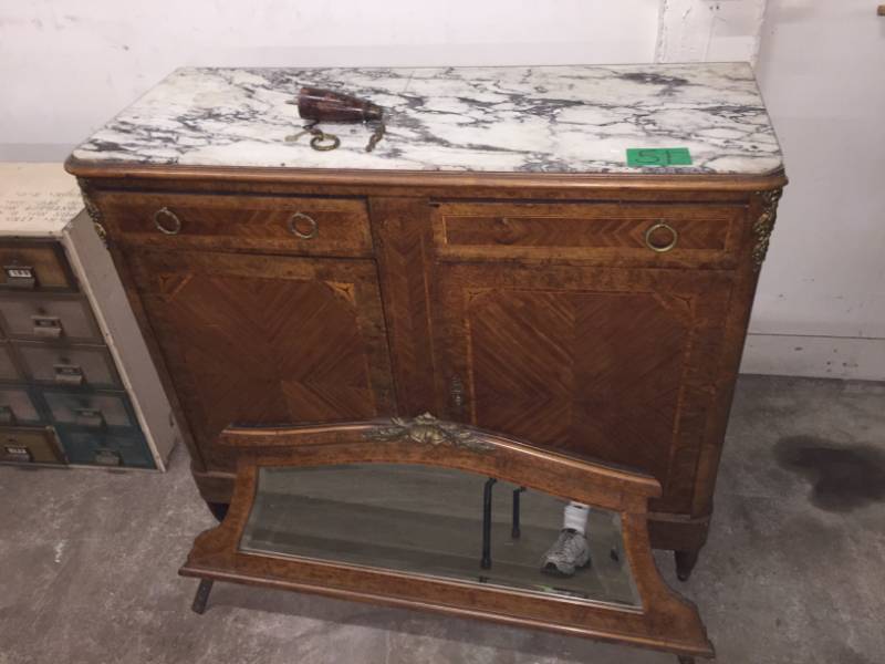 lot 51 image: Antique Buffet inlaid with marble