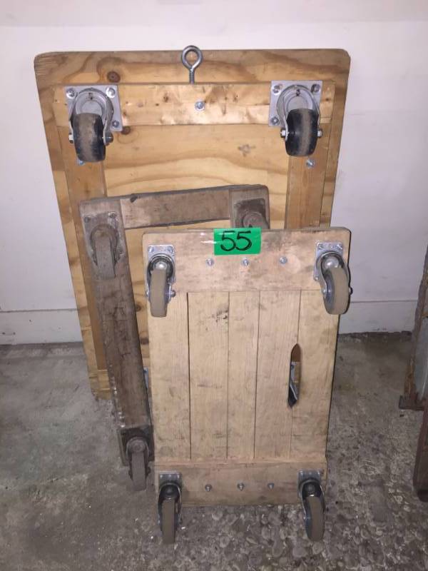 lot 55 image: 3- heavy duty Four Wheel Dollies