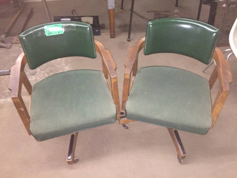 lot 109 image: W.H. Gunlocke Mid-Century, walnut chairs