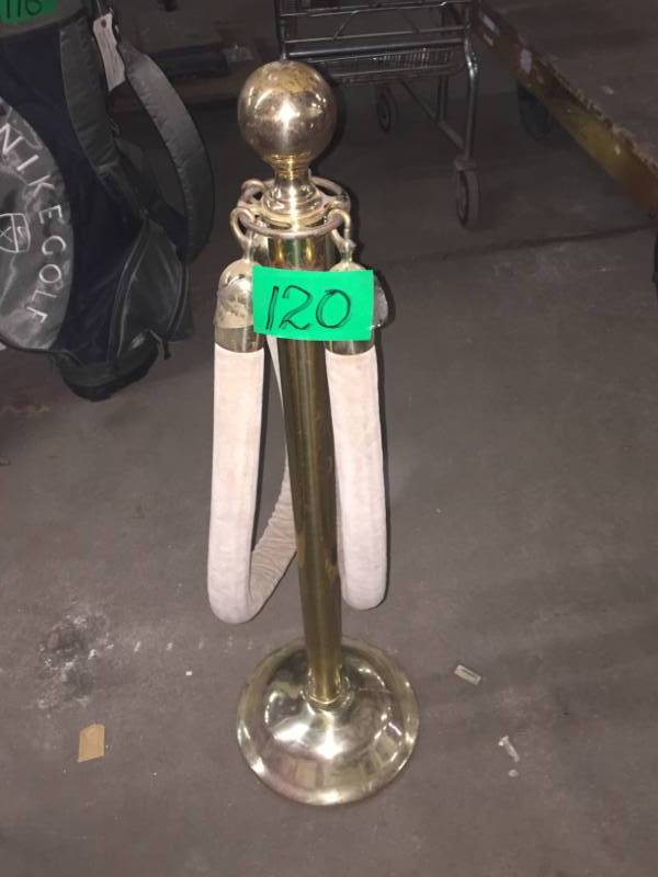 lot 120 image: Brass Stanchion with cordeau ropes
