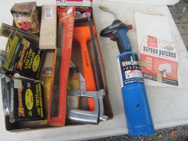 lot 156 image: Torch, Stapler, Hack Saw