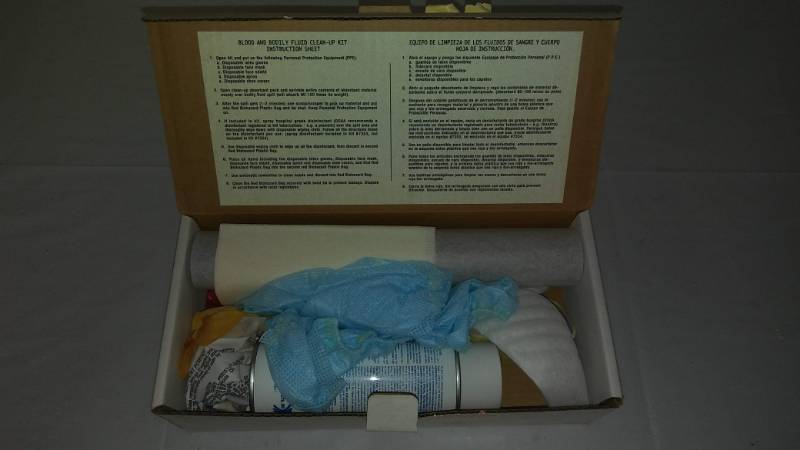 Three Triple S Body Fluid Cleanup Kits