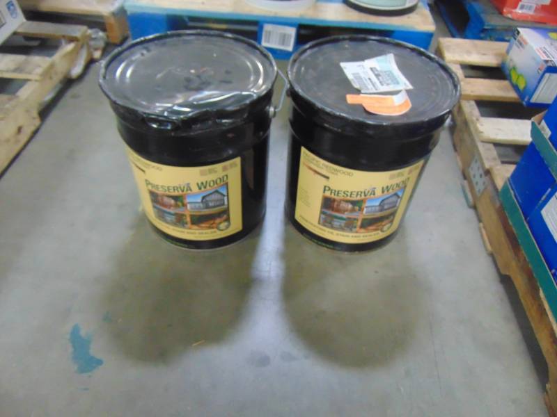 lot 414 image: Preserva Wood 5 gal. Oil-Based Pacific Redwood Penetrating Exterior Stain and Sealer (2) 40504