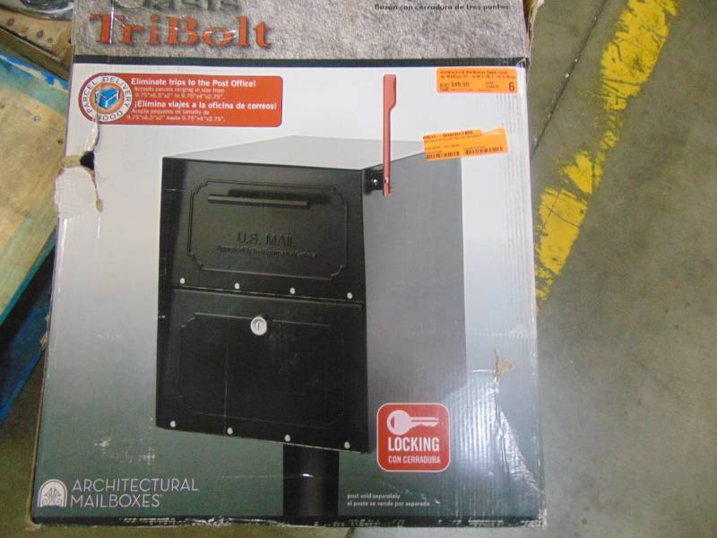 lot 415 image: Architectural Mailboxes Oasis Locking Mailbox 12-in W x 18.1-in H Metal Lockable Post Mount Mailbox 620020B-10