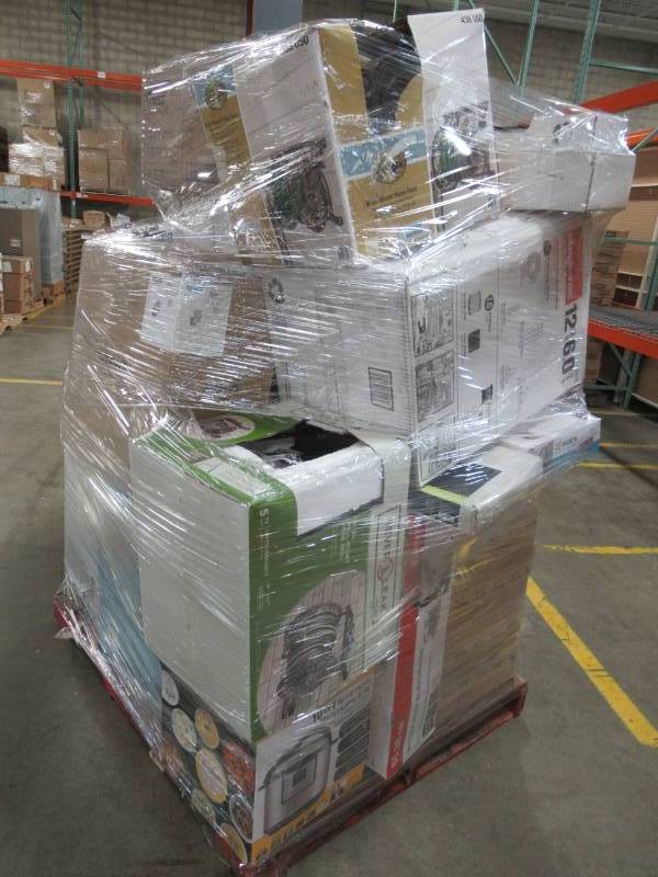 lot 3 image: WHOLESALE MIXED PALLET OF RETURNS - LIGHTING, POWER, SMALL HOUSEWARES, PLASTIC CUPS, LATEX GLOVES, A SMOKER AND MORE