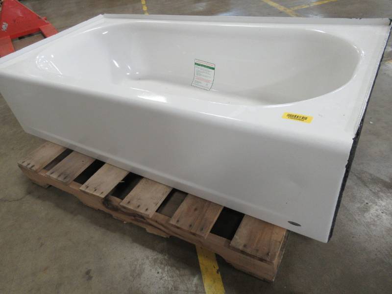 lot 60 image: American Standard 60 X 30 X 14 Tall Steel RH Drain Bathtub.