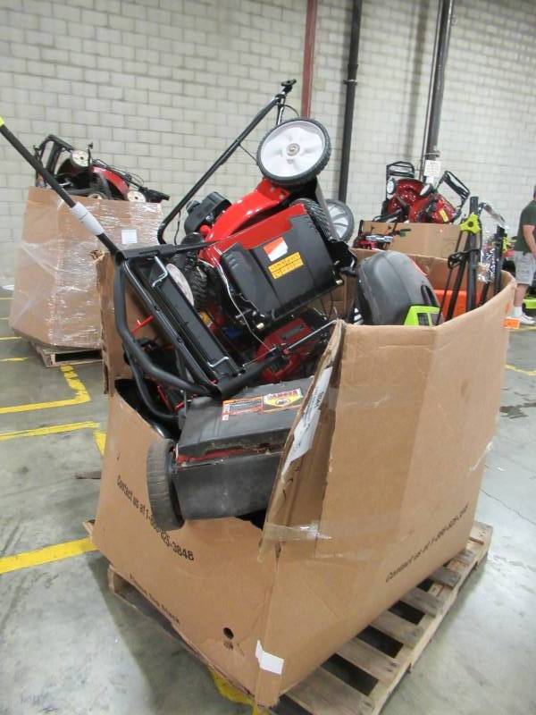lot 13 image: WHOLESALE MIXED PALLET OF RETURNS - GAS and ELECTRIC TRIMMERS & LAWN MOWERS