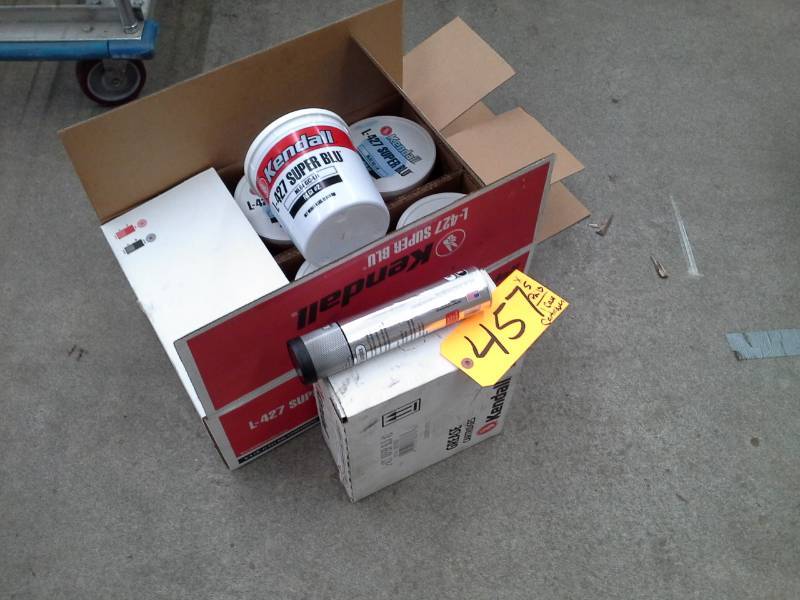 lot 457 image: Lot of (6)Kendall L-427 Super Blu Grease Cartridges 14oz., 4lbs. Pail