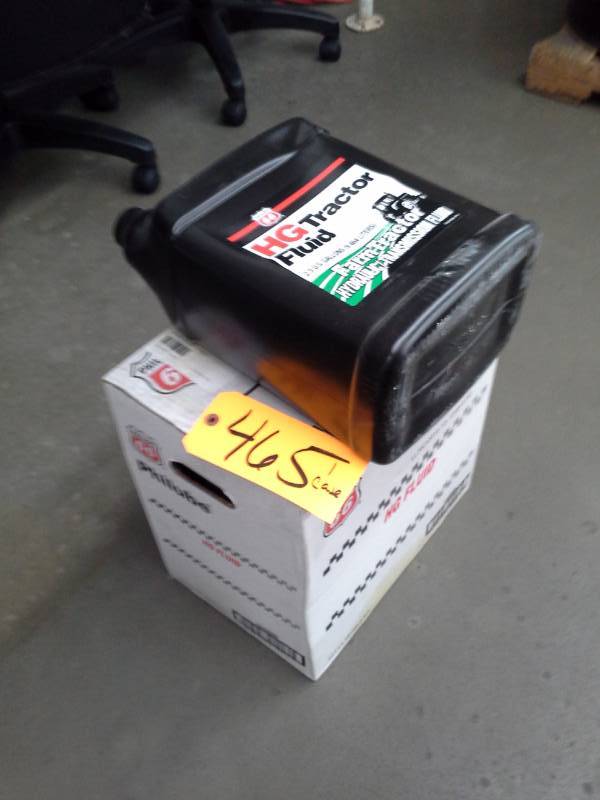 lot 465 image: One Case of Phillips 66 HG Tractor Fluid Farm Tractor Hydraulic  Transmission Fluid 2.5-Gallon Bottles