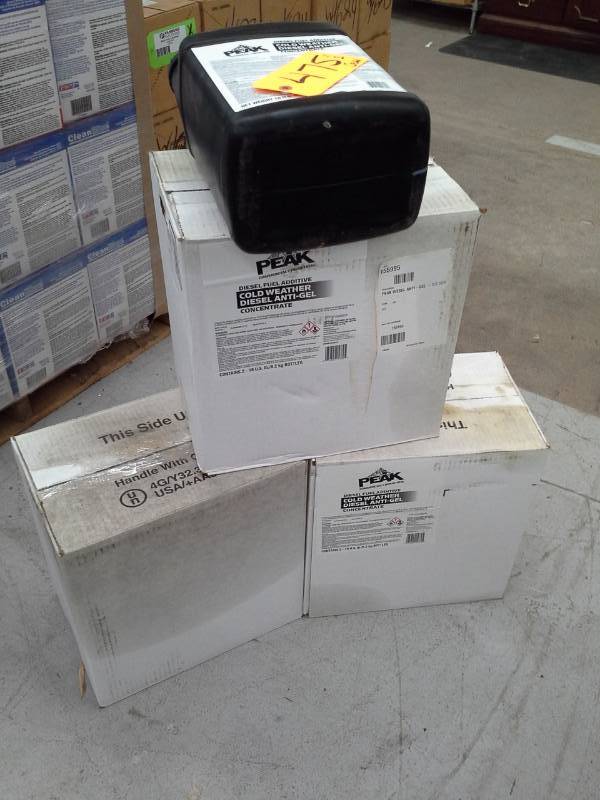 lot 475 image: 3 Cases of Peak Diesel Fuel Additive Cold Weather Diesel Anti-Gel Concentrate 18lbs. Bottles