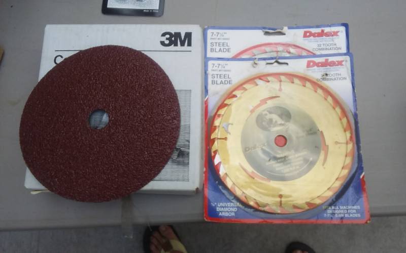 2-New 7-Inch Saw Blades, Box Of Grinding Discs