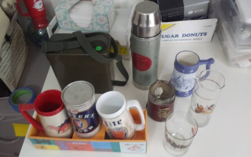 Vintage Lunch Box, Thermos, Assorted Beer Mugs & Steins