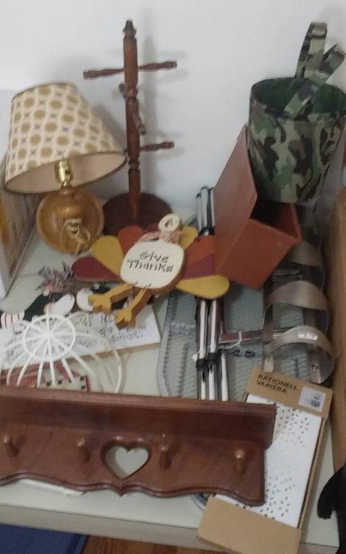 Lot Of Wood Decor Metal Wall Wine Rack, Small Ironing Board