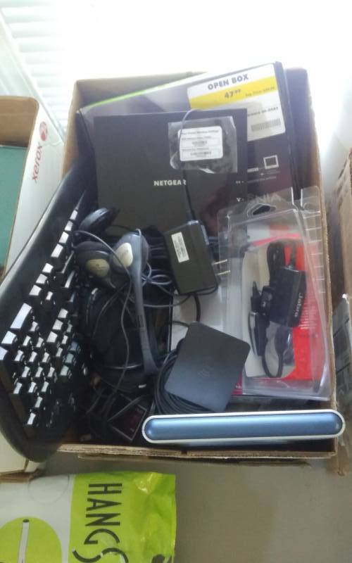 Lot Of Electronics Routers, Keyboard, Misc