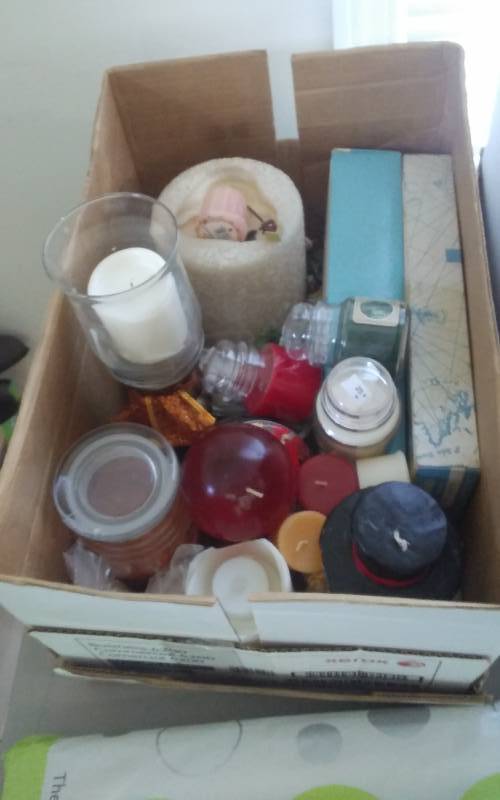 Box Lot Of Candles & Holders