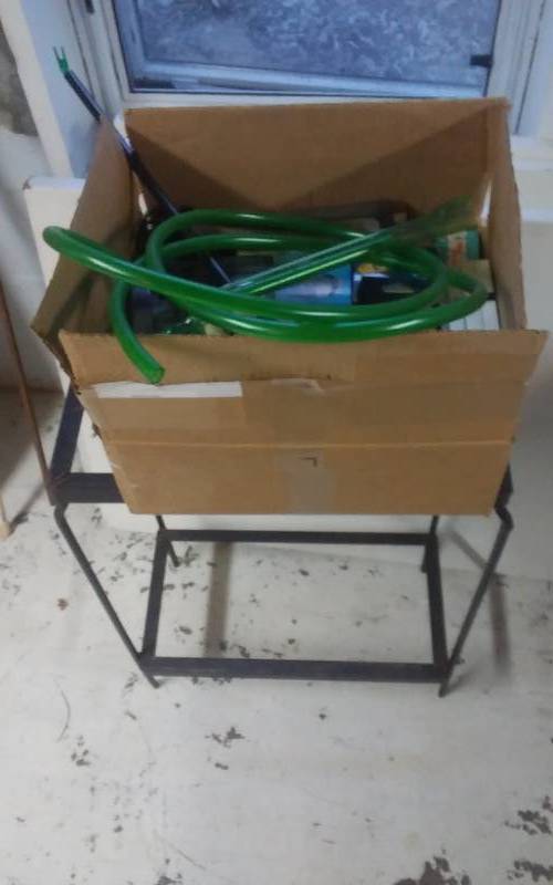 Aquarium Stand & Box Of Related Accessories