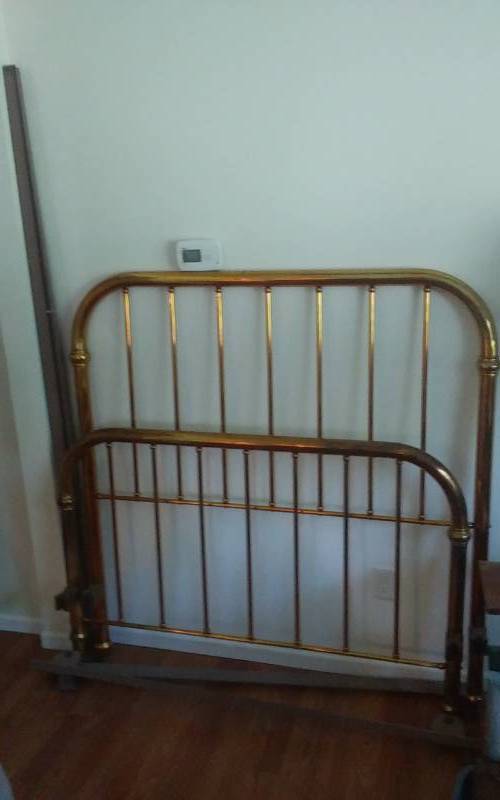 Vintage Brass Plated Metal Bed Frame (54 Wide x 58 Tall)