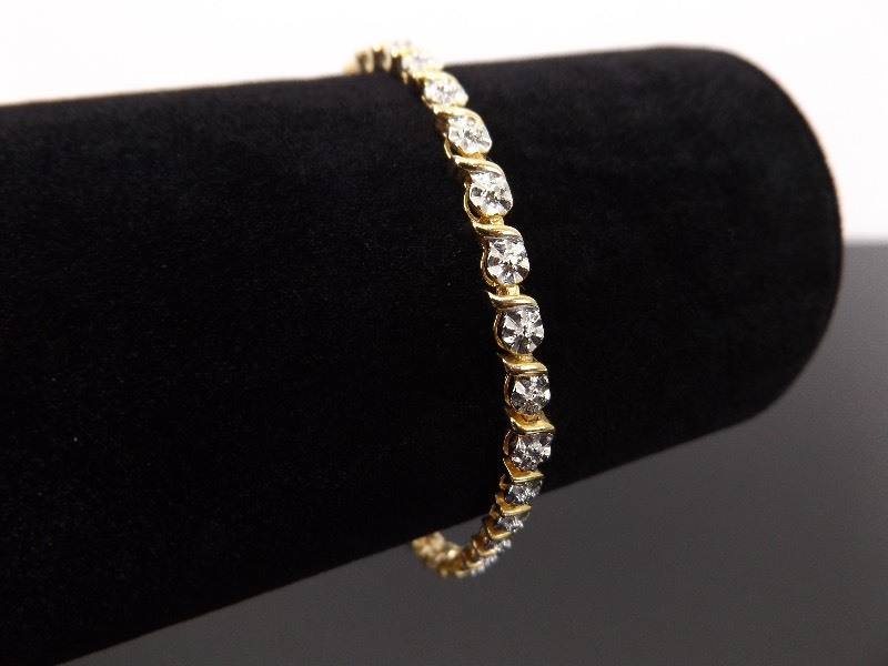 .925 Sterling Silver Diamond Accented Vermeil Tennis Bracelet