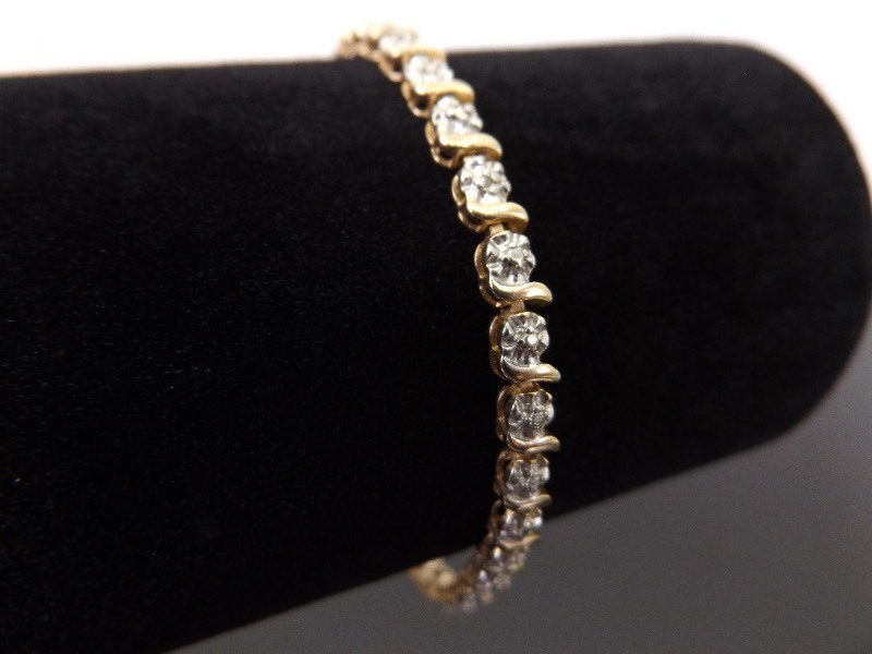 .925 Sterling Silver Diamond Accented Vermeil Tennis Bracelet