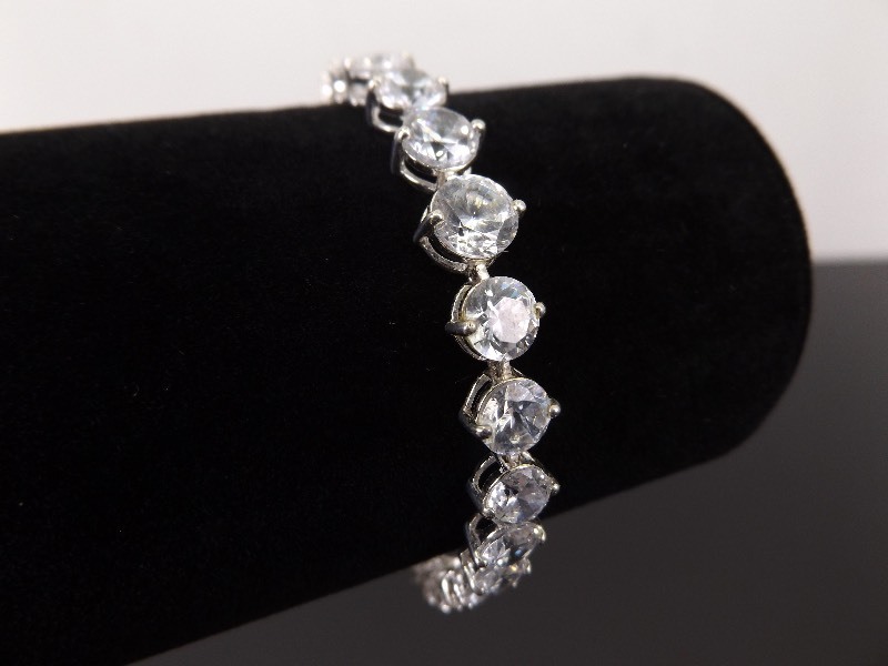 .925 Sterling Silver Crystal Tennis Bracelet