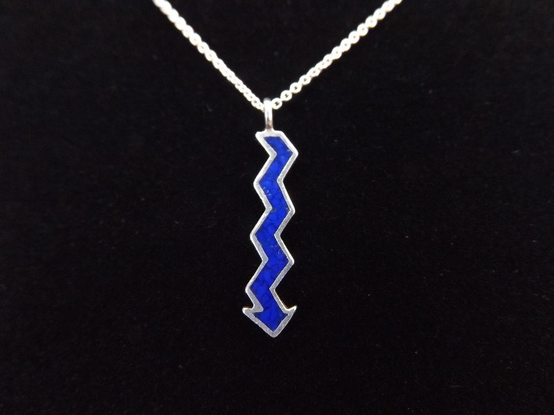 .925 Sterling Silver Signed Zig Zag Arrow Pendant Necklace