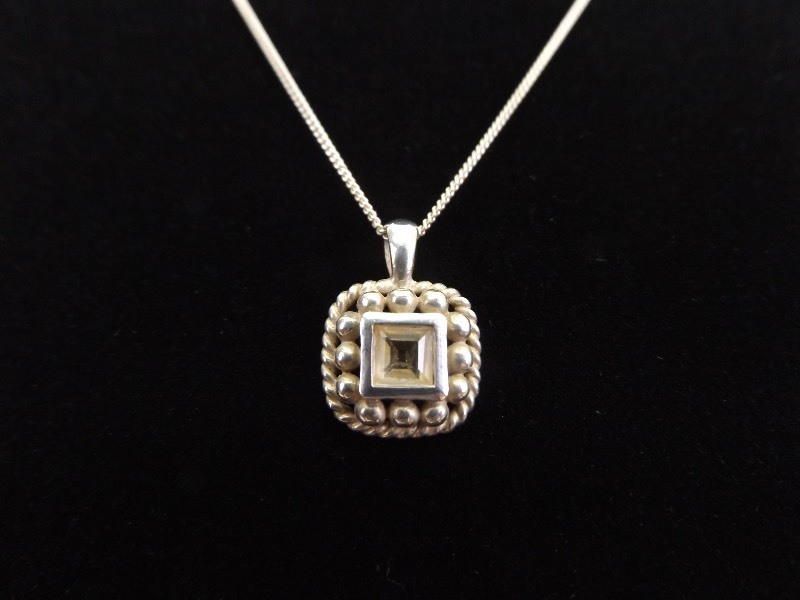 .925 Sterling Silver Crystal Pendant Necklace