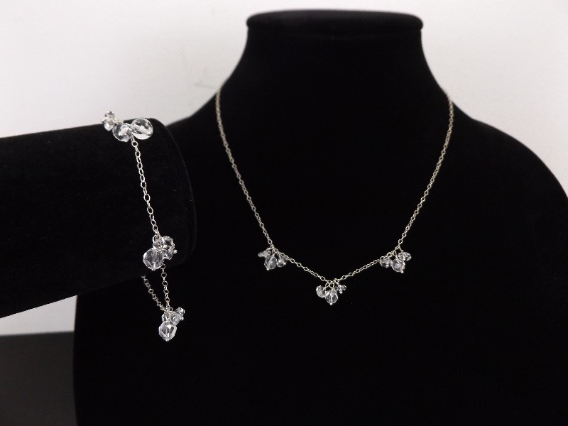 .925 Sterling Silver Crystal Bracelet and Necklace Set