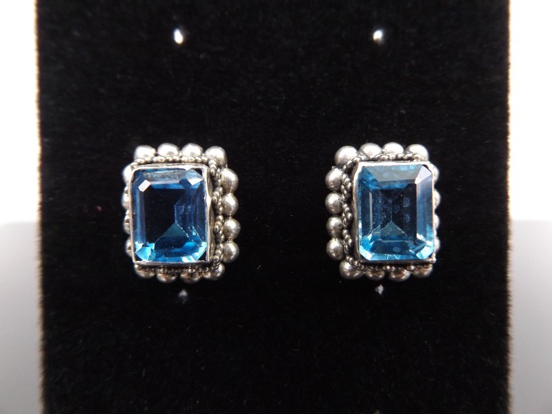 .925 Sterling Silver Topaz Crystal Post Earrings