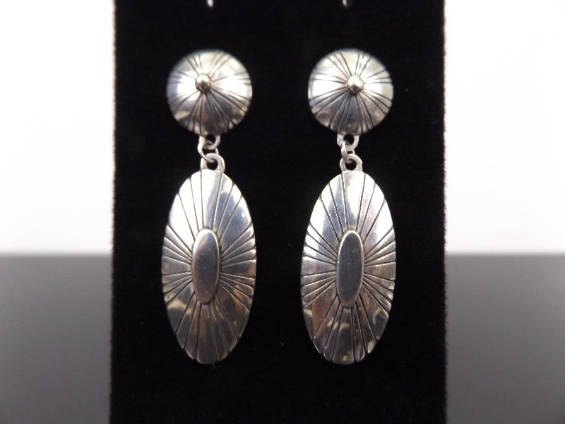 .925 Sterling Silver Navajo Sun Post Earrings