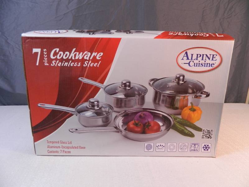 lot 26 image: New Stainless Steel 7 Pc Cookware Set