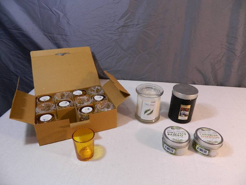 lot 105 image: New Candles and New Glass Votive Holders