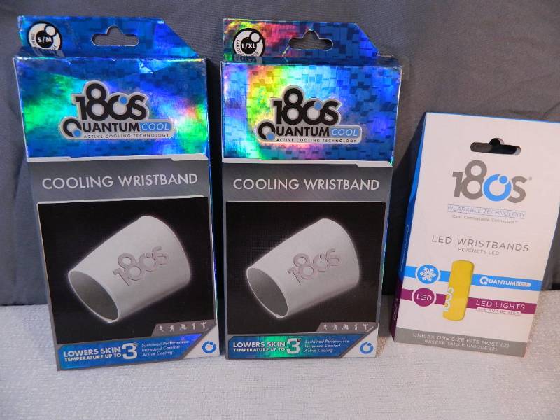lot 110 image: 2 New Cooling Wristbands and New LED Wristbands