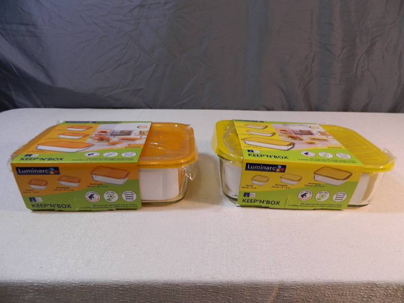 lot 140 image: 2 New Luminarc Glass Storage Container Sets