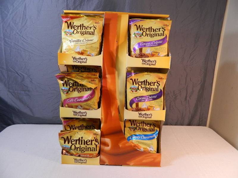 lot 153 image: New Display with 27 Assorted Bags of Werthers Candy
