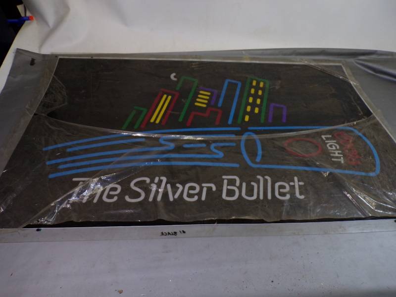 lot 51 image: Coors Light The Silver Bullet plexi glass Sign 29 x 47