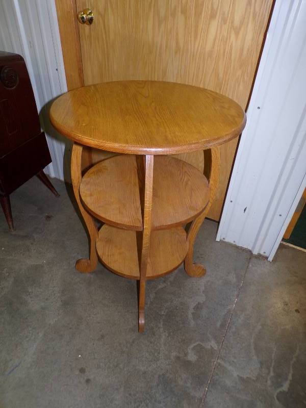lot 56 image: Plant Stand  Round Table with Shelves