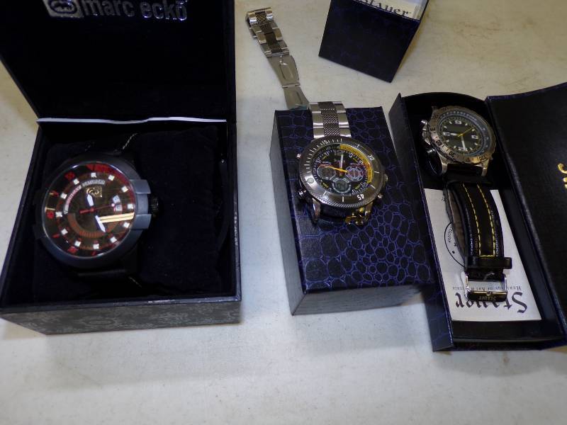 lot 82 image: Marc Ecko Watch and 2 Stauer Watches