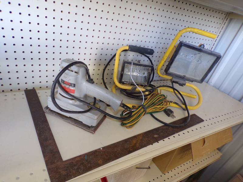 lot 143 image: Sander - 2 work lights - square - wire
