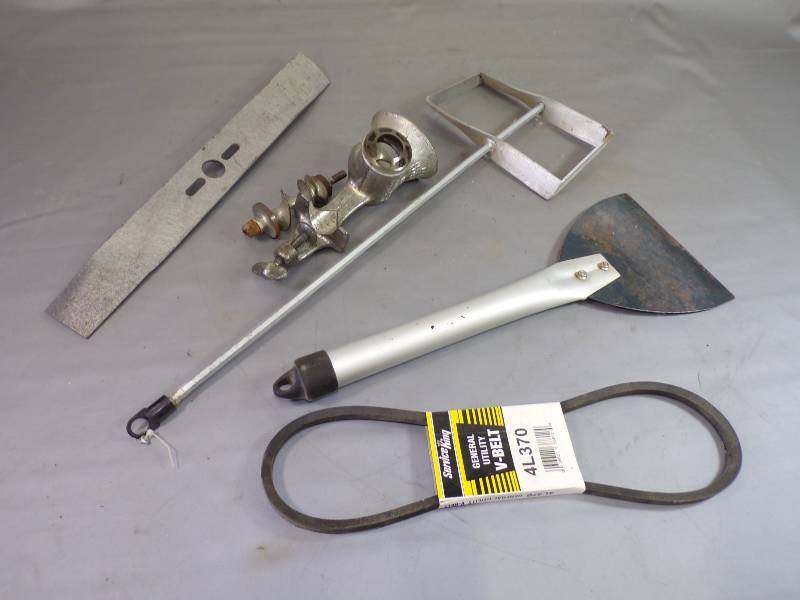lot 216 image: Metal Meat Grinder, Mixer, Trowel , Vbelt etc