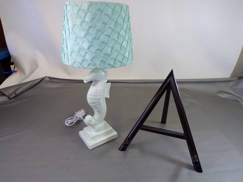 lot 217 image: Seahorse Lamp, and large Display Easel